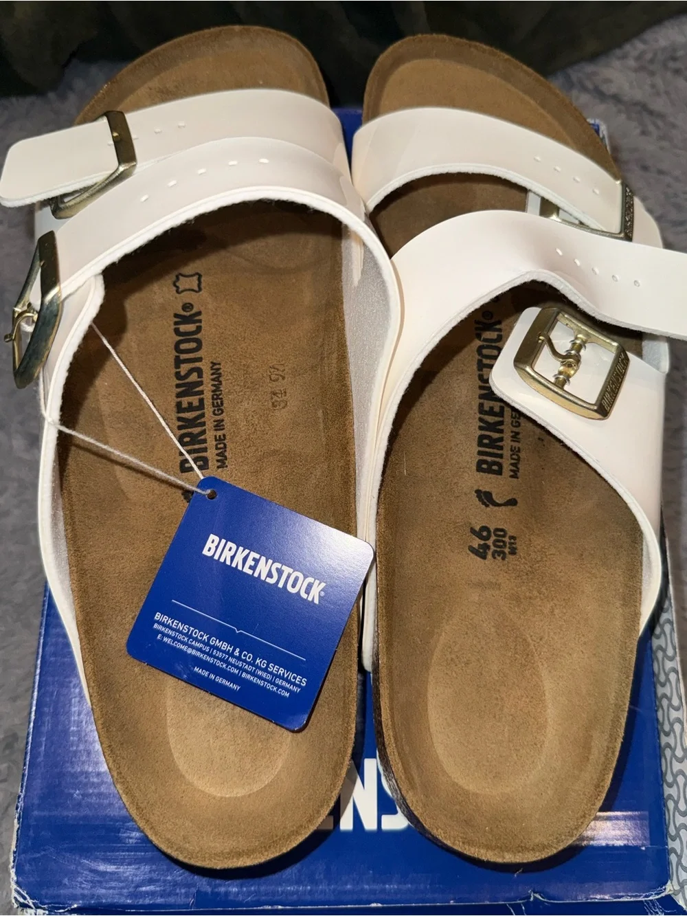 New Birkenstock Arizona Men’s Patent Birko-Flor Finish with Cork Size 13